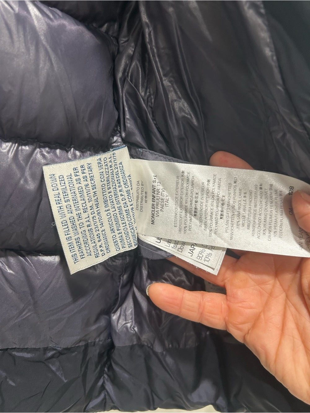Moncler Navy Puffer Jacket with Logo Patch - Picture 4 of 8